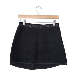 TONIA DEBELLIS Black Ski Skirt Uniquilt Fleece A-Line Mini Elastic Athleisure S